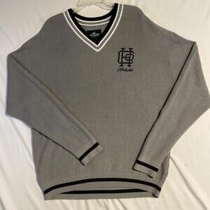 Hollister V-Neck Sweater Long Sleeve Men’s XL Oversized Black White Gray